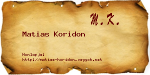 Matias Koridon névjegykártya